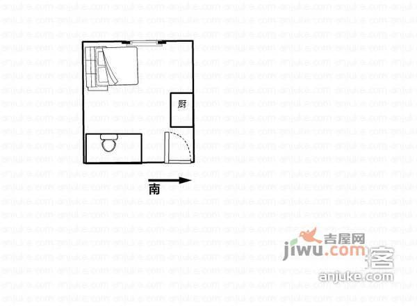 西祠胡同1室0厅1卫28㎡户型图