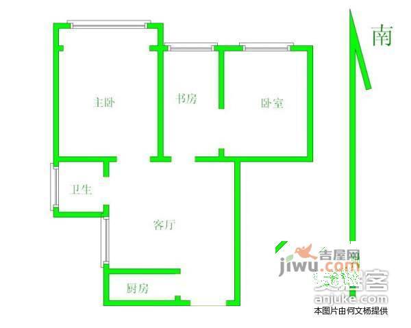 经纬城市花园3室1厅1卫户型图