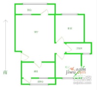 经纬城市花园2室1厅1卫62㎡户型图