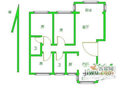 经纬城市花园3室2厅1卫113㎡户型图