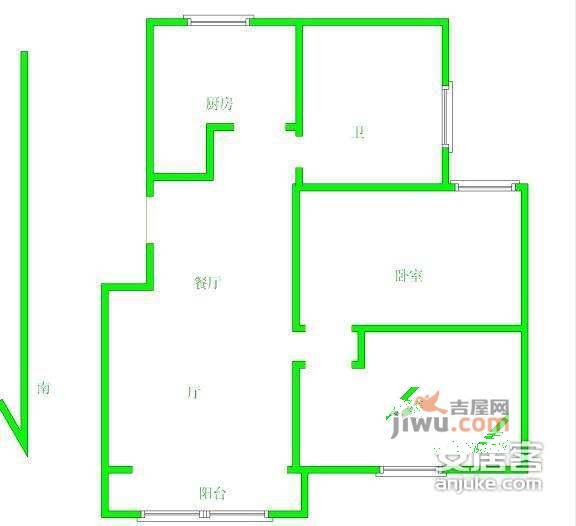 经纬城市花园3室1厅1卫户型图