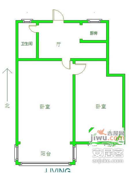 安德门小区（散盘）2室1厅1卫户型图