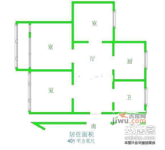 南秀村3室1厅1卫78㎡户型图