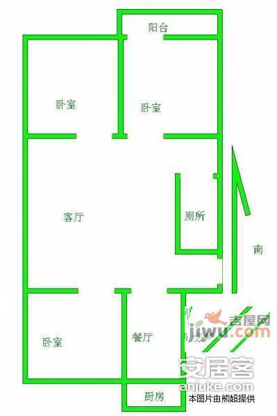 金轮华尔兹2室1厅1卫60㎡户型图