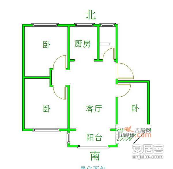 岚岛别墅3室1厅1卫户型图