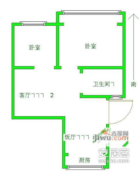 枫林新寓2室2厅1卫78㎡户型图