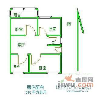 枫林新寓3室1厅1卫户型图