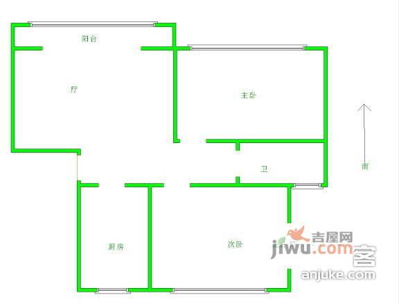 金轮第一居2室1厅1卫户型图