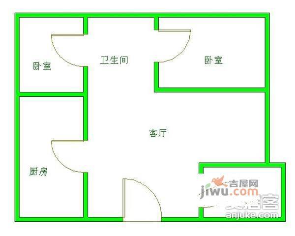 隆泰花园2室2厅1卫89㎡户型图