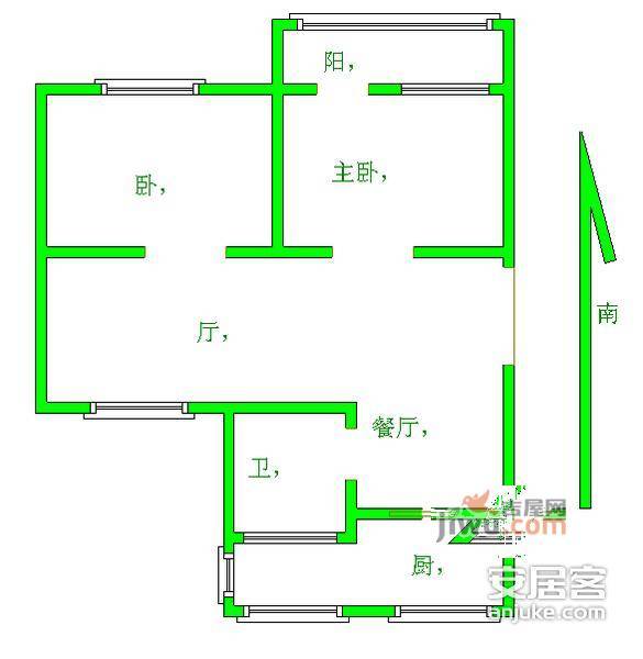 日光广场2室1厅1卫户型图