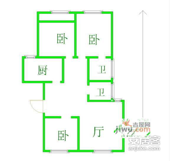 清凉新村3室1厅1卫72㎡户型图