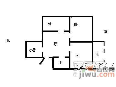 芙阁新村3室1厅1卫78㎡户型图