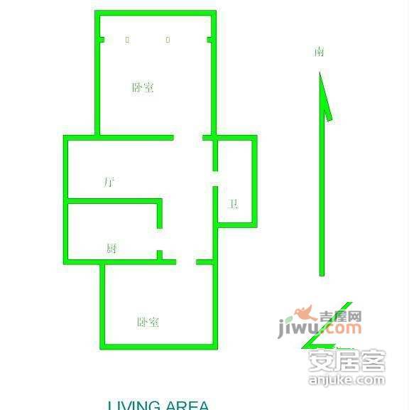 红山机电花园2室2厅1卫87㎡户型图