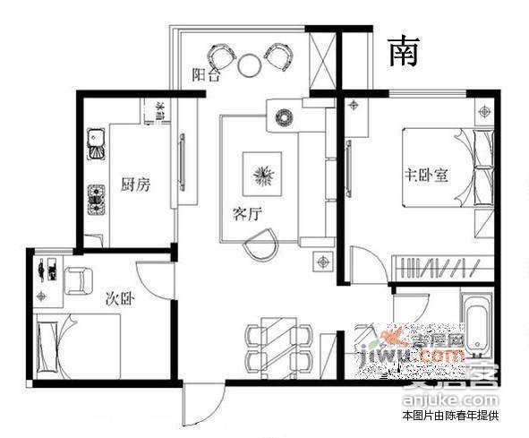 凤翔山庄一区怡园2室2厅1卫115㎡户型图