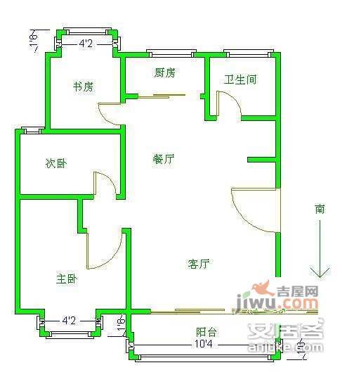 金水岸花园3室2厅1卫户型图