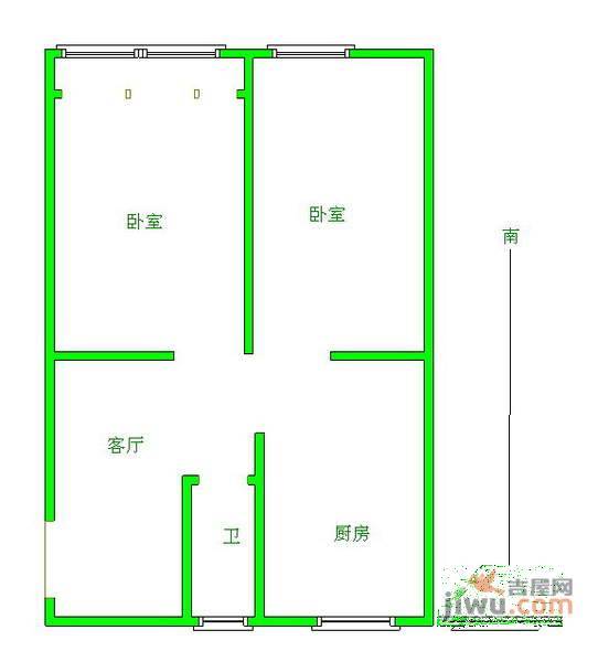 文思新村2室1厅1卫64㎡户型图