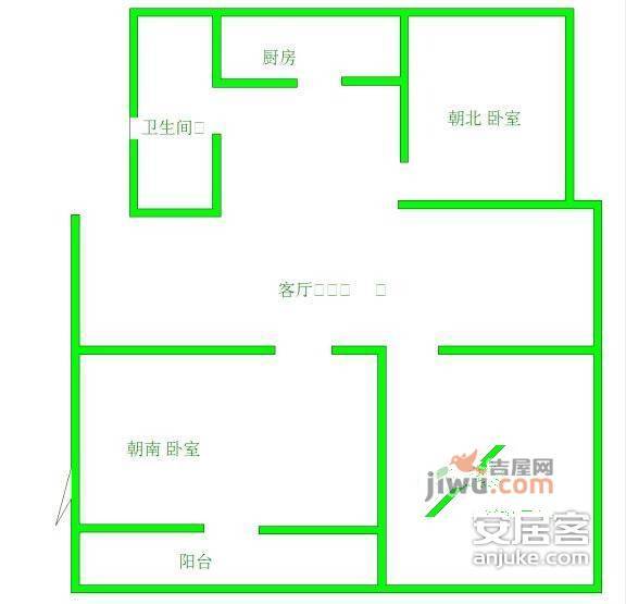 中和园3室1厅1卫85㎡户型图