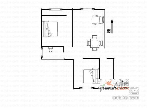 中和园2室1厅1卫84㎡户型图