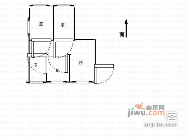 中和园2室2厅1卫89㎡户型图