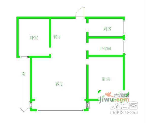 天成苑2室2厅1卫89㎡户型图