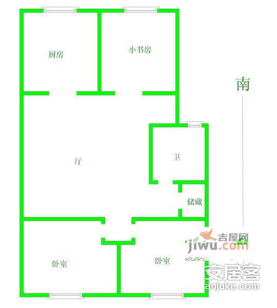 止马村小区3室1厅1卫110㎡户型图