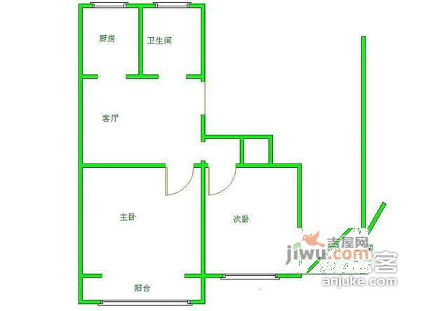 小火瓦巷2室1厅1卫69㎡户型图