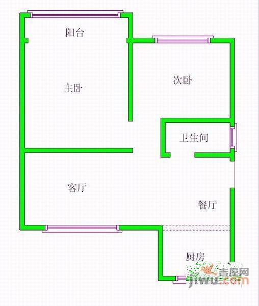 安德里小区2室2厅1卫77㎡户型图