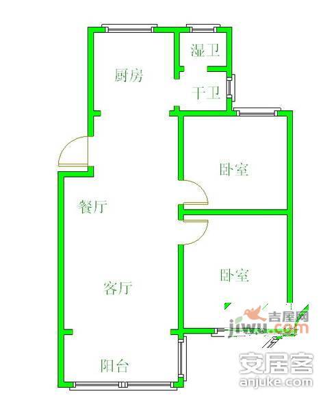 胜泰新寓2室2厅1卫110㎡户型图