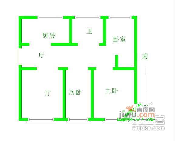 胜泰新寓3室2厅1卫118㎡户型图