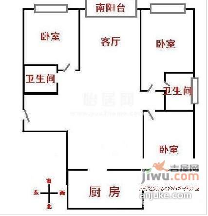 桂苑公寓3室2厅2卫134㎡户型图