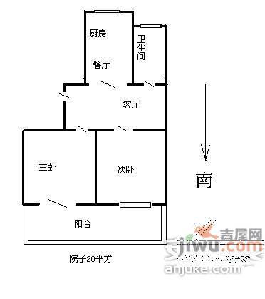 琵琶小区2室2厅1卫76㎡户型图