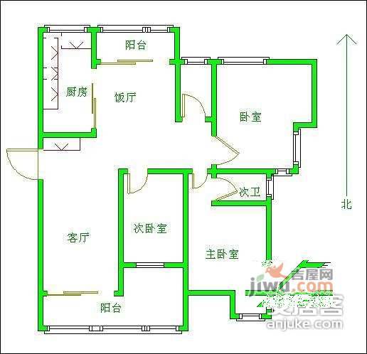 正泰大厦3室2厅2卫户型图