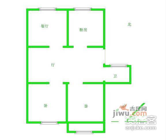 南航西苑2室1厅1卫60㎡户型图