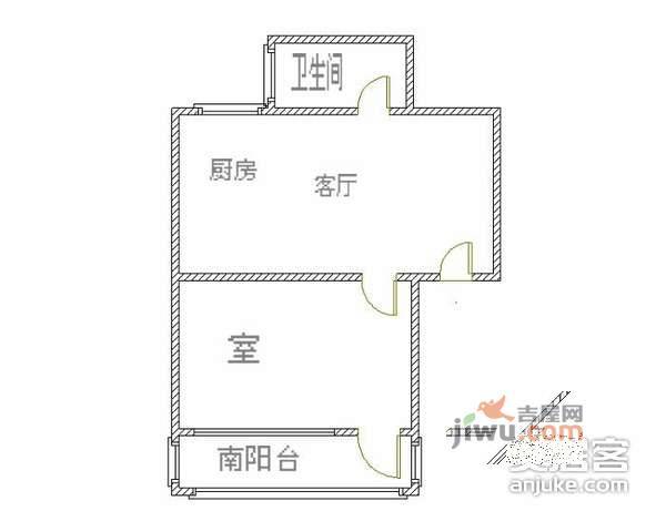 安国村1室1厅1卫40㎡户型图