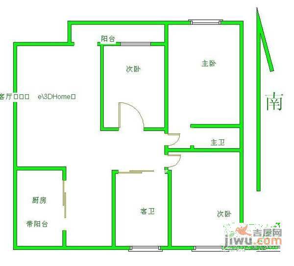 欧洲城铂金时代公寓2室1厅1卫户型图