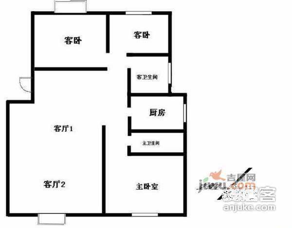 翠屏国际城梧桐苑3室2厅2卫161㎡户型图