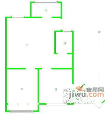 新民村2室1厅1卫64㎡户型图