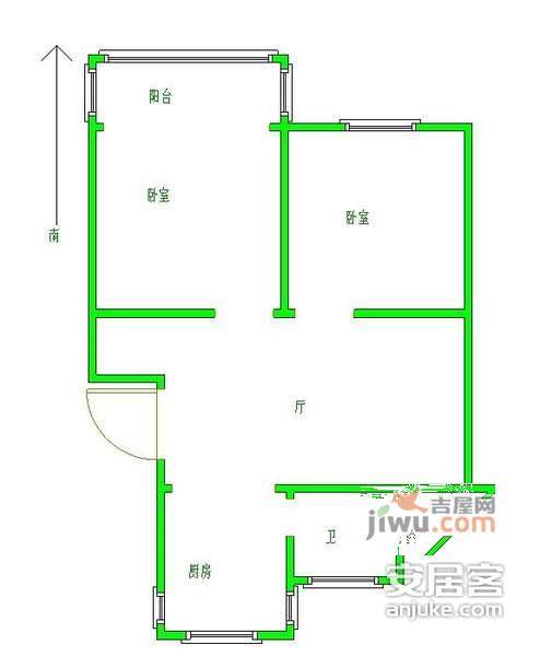 新大都广场2室1厅1卫75㎡户型图