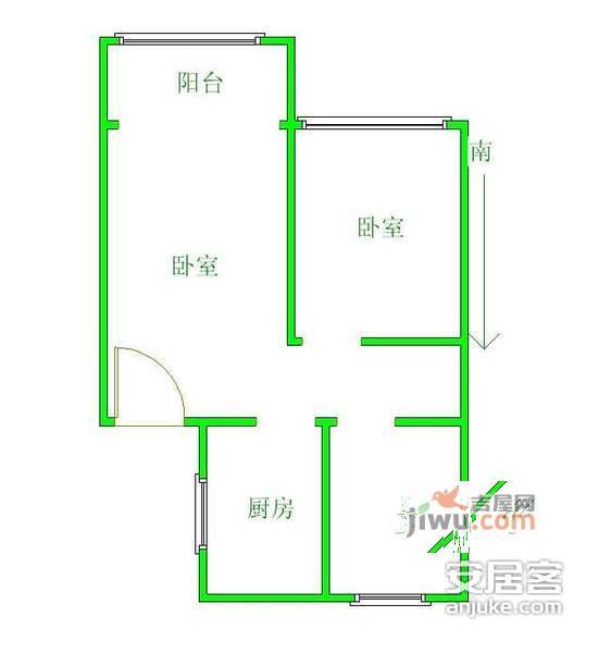 新大都广场2室1厅1卫75㎡户型图