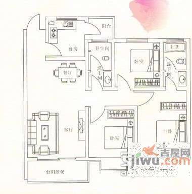 天同苑3室2厅1卫户型图