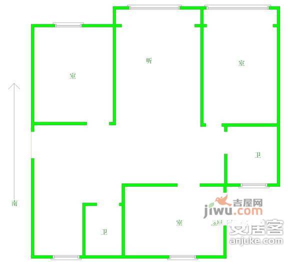 城市花园3室2厅2卫户型图