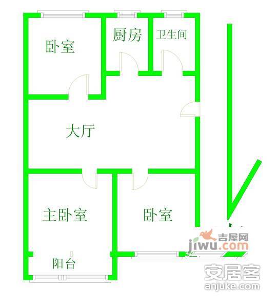 新城尚座3室2厅1卫109㎡户型图