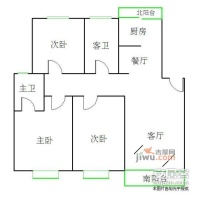 大华锦绣华城临江苑3室2厅2卫125㎡户型图