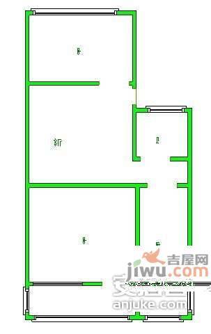 清河新寓二村2室1厅1卫66㎡户型图