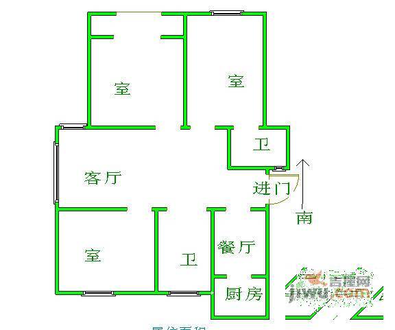 思园3室2厅2卫117㎡户型图