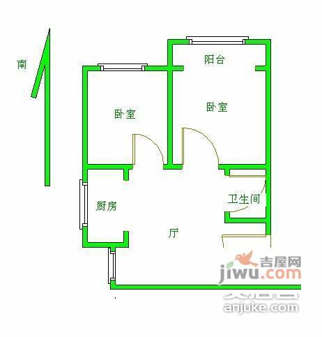 思园2室2厅1卫87㎡户型图