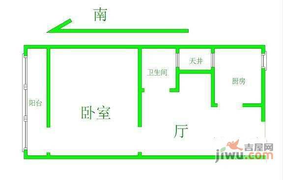 金陵闸小区1室1厅1卫38㎡户型图