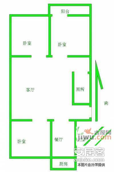 银龙花园3室2厅2卫67㎡户型图