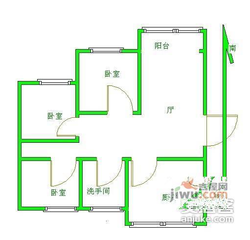 金蕊家苑3室2厅1卫户型图