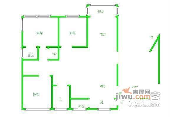 龙凤玫瑰园3室2厅2卫142㎡户型图